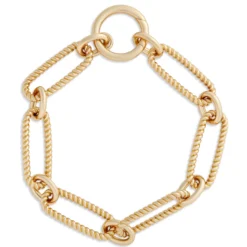 Roberto Coin Designer Gold Alternating Fluted Paperclip and Oval Link Bracelet 18K Yellow Gold, 7.5 Inches