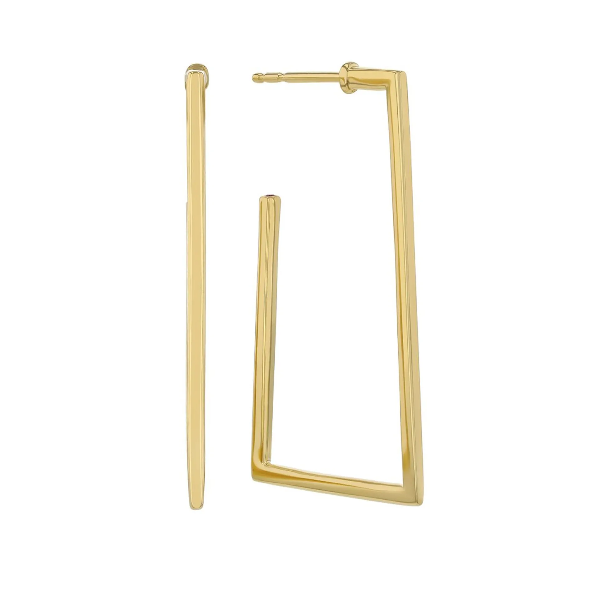 Roberto Coin Designer Gold Small Square Hoop Earrings 18K Yellow Gold.