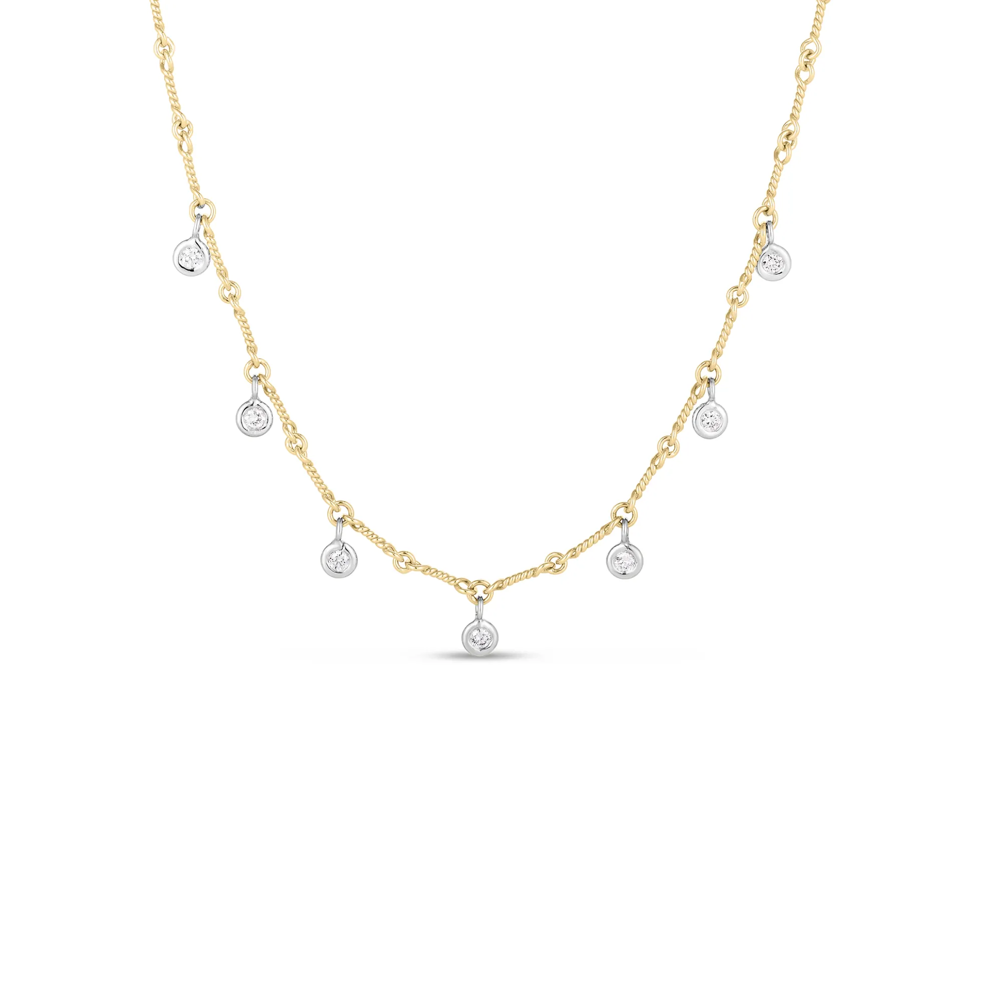 Roberto Coin Diamonds By The Inch Collection Dog Bone 18K Yellow Gold Diamonds Necklace