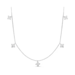 Roberto Coin Flower Station Dangle Necklace 18K White Gold, 17"