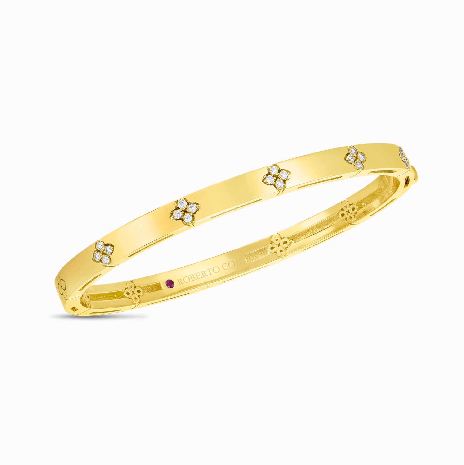 Roberto Coin 18K Gold Love in Verona Narrow Width Diamond Accent Bangle