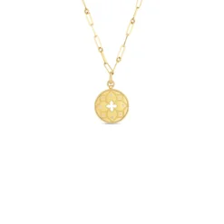 Roberto Coin 18k Venetian Princess Satin Medallion With Flower Cutout & Diamond Accent On Chain