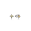 Roberto Coin 18K White And Yellow Gold Love In Verona Petite Pavé Diamond Flower Stud Earrings