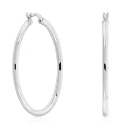 Roberto Coin 18k White Designer Gold Medium Round Hoop Earrings