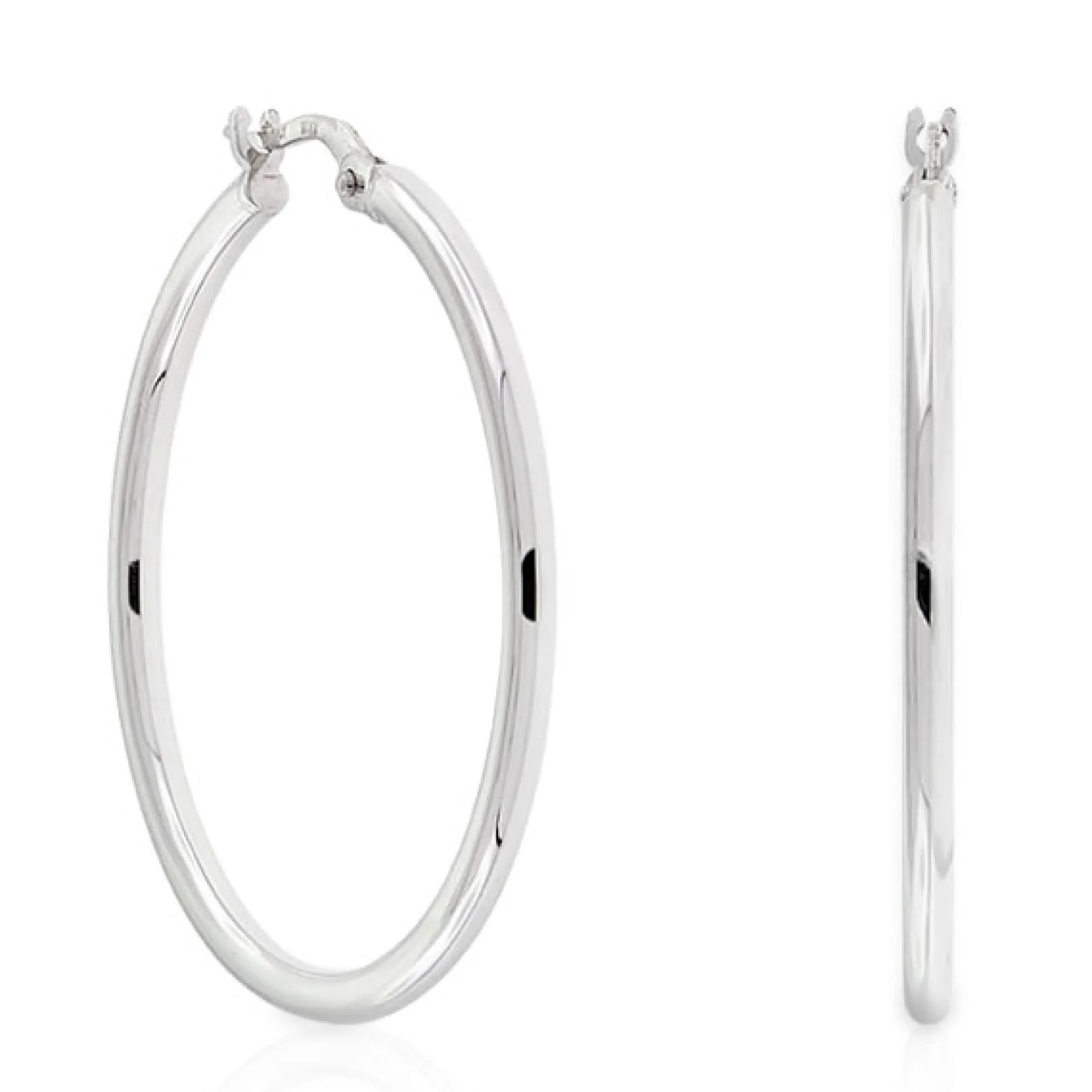Roberto Coin 18k White Designer Gold Medium Round Hoop Earrings