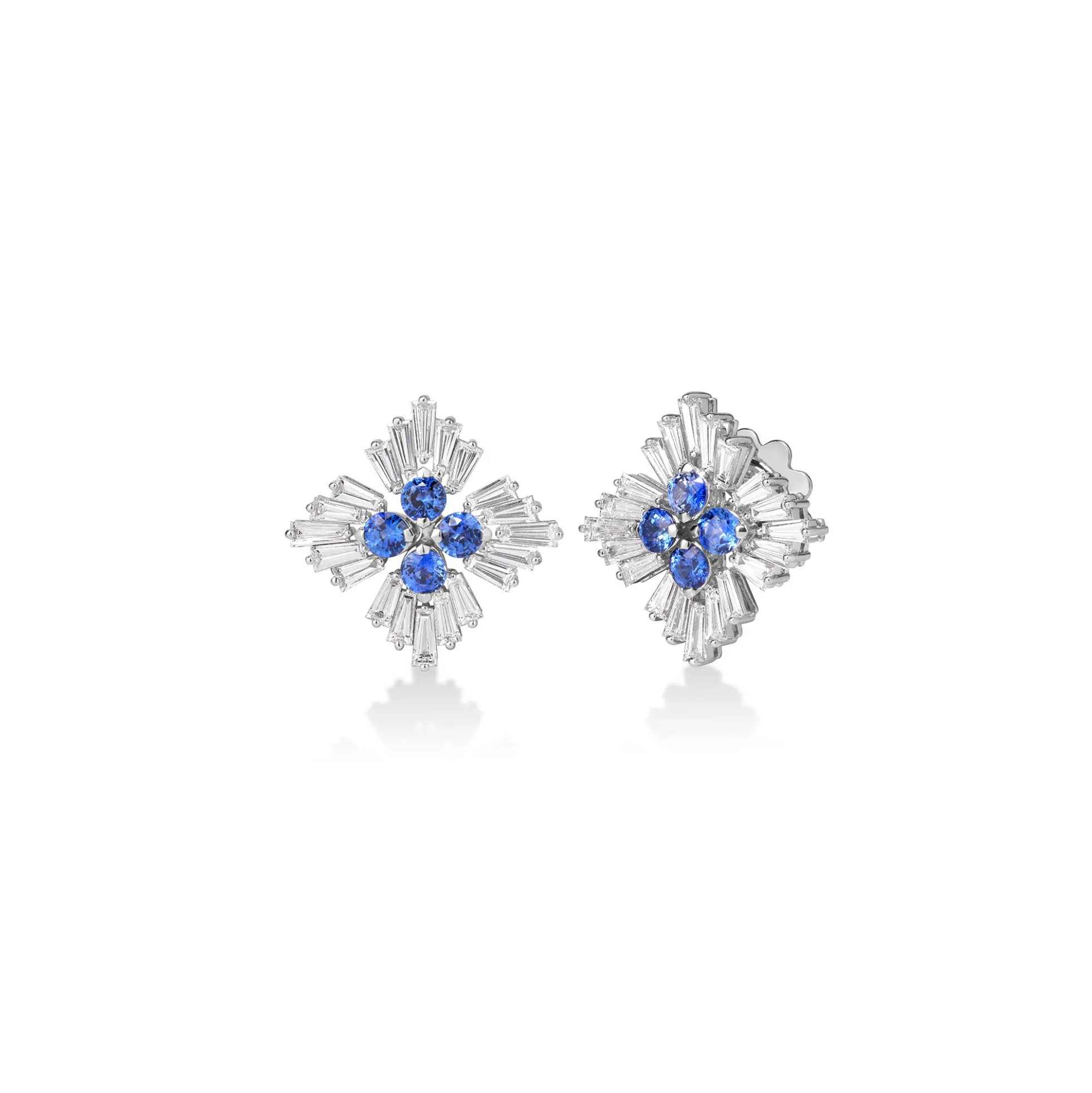 Roberto Coin 18k White Gold Diamond Princess Luce Flower Stud Earrings