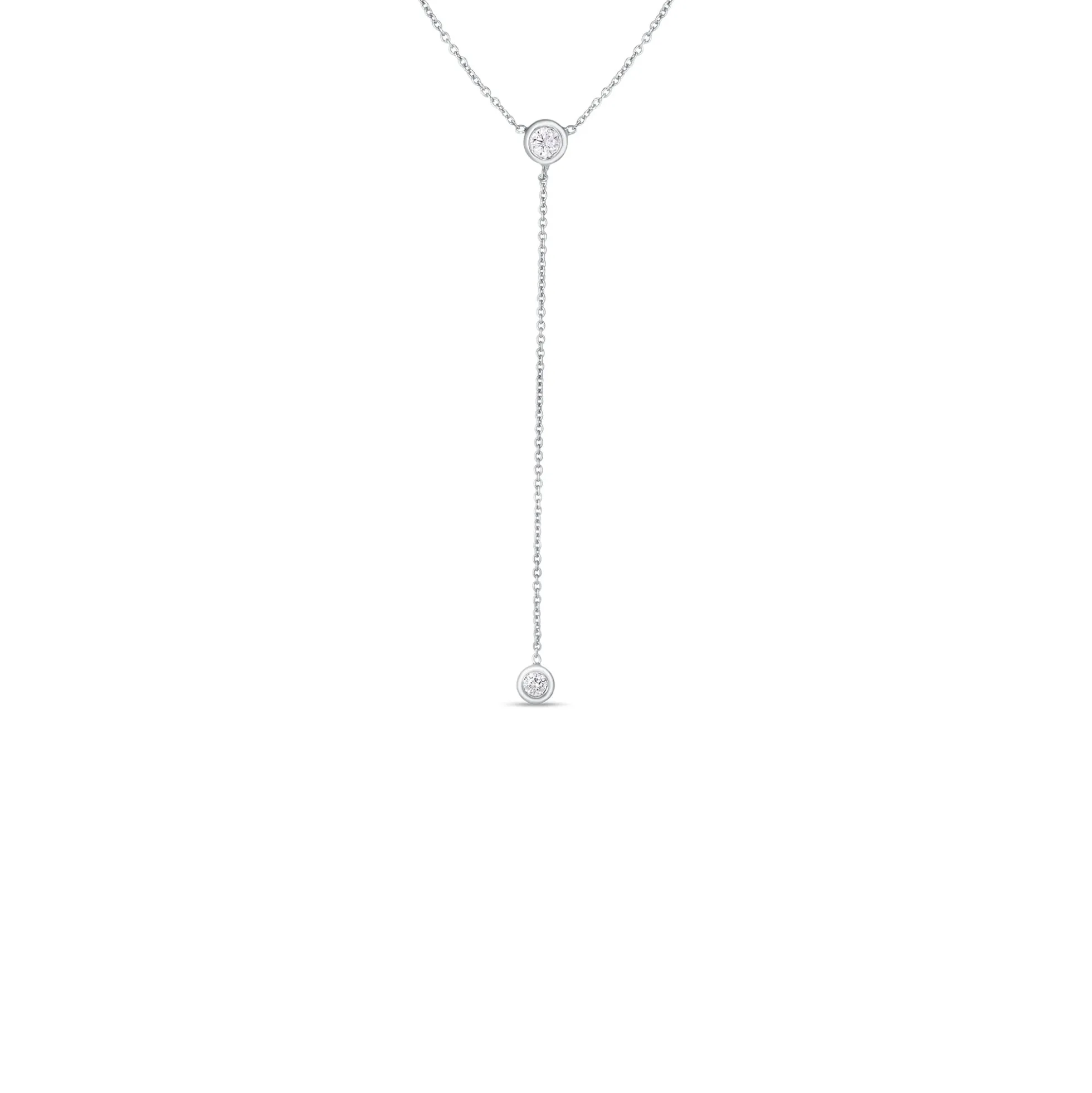 Roberto Coin 18K White Gold Diamonds By The Inch Dangle Bezel Necklace