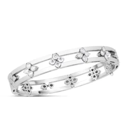 Roberto Coin 18K White Gold Love in Verona Diamond Open Frame Bangle