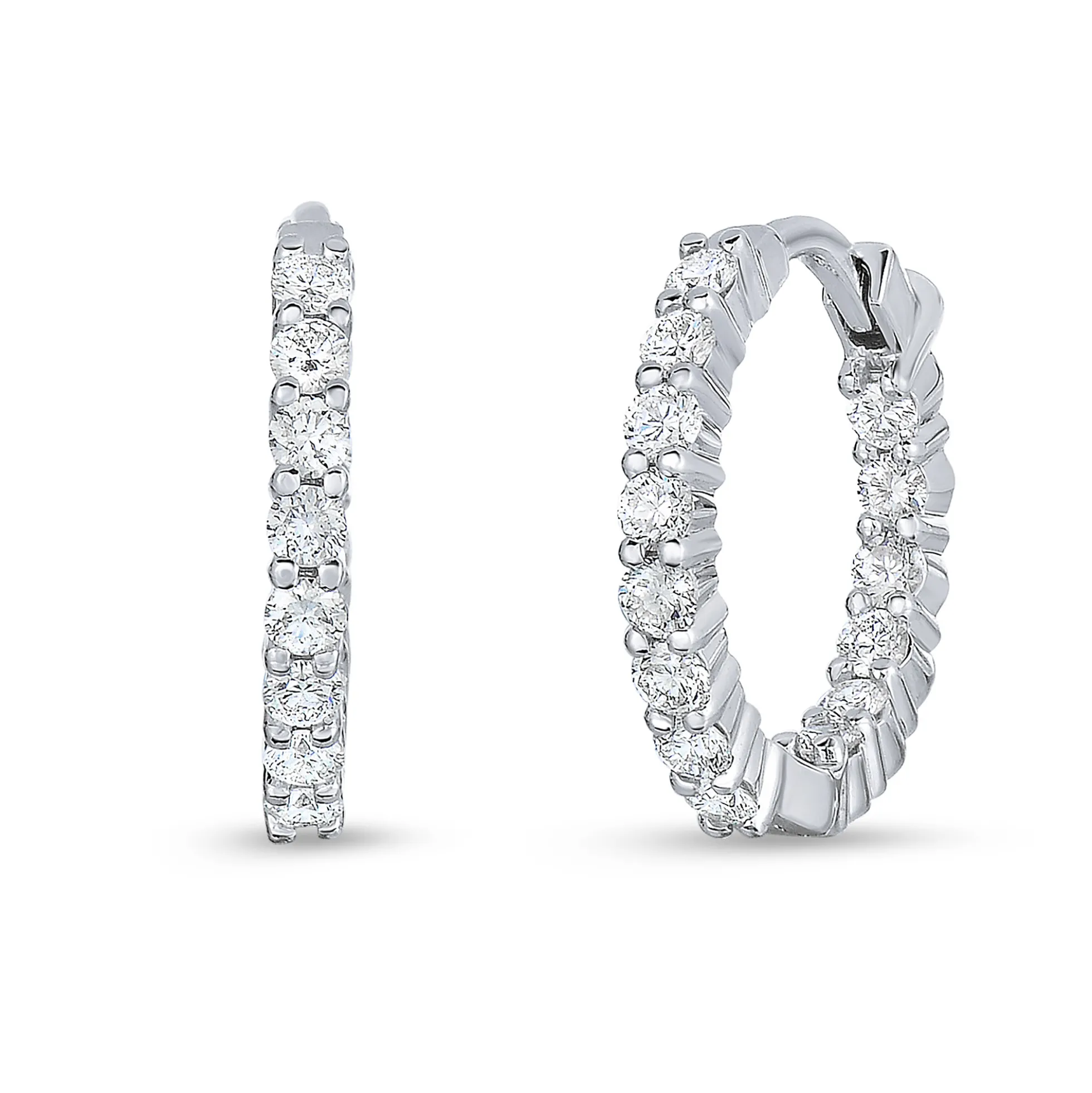 Roberto Coin 18k White Gold Petite Inside Outside The Perfect Diamond Hoop® Earrings