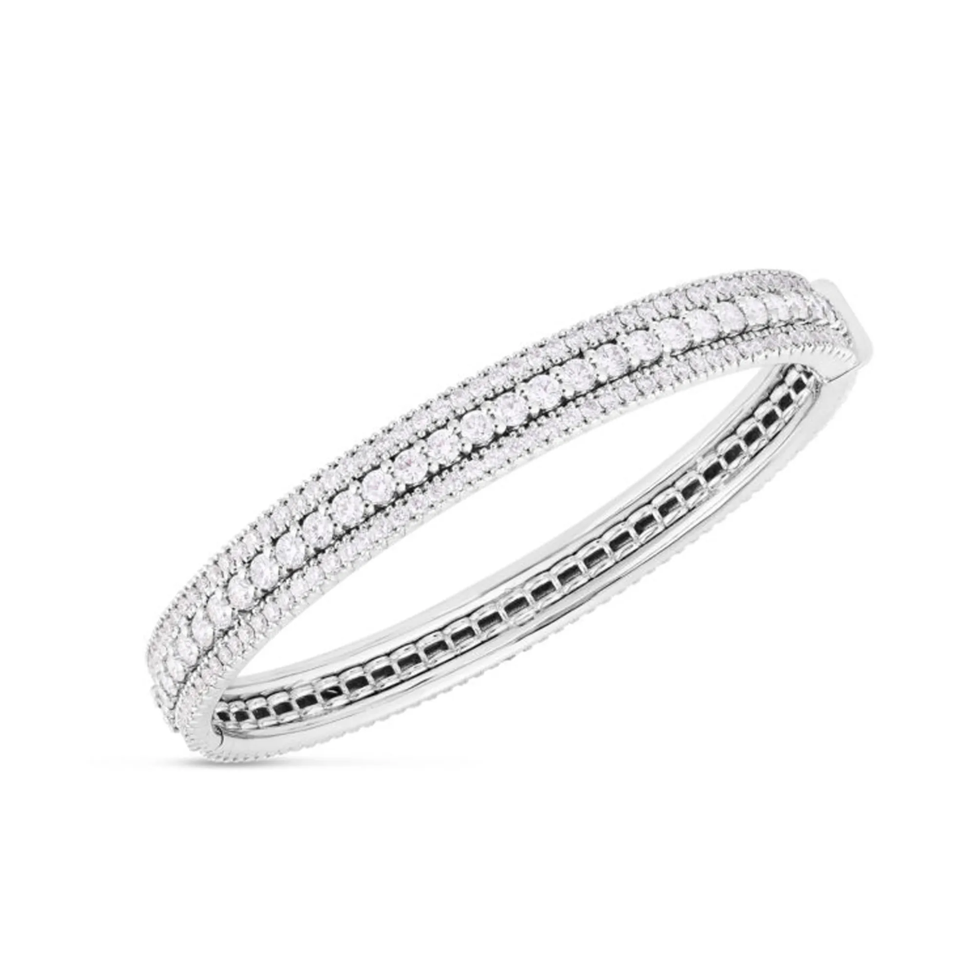 Roberto Coin 18k White Gold Siena Diamond 3 Row Bangle