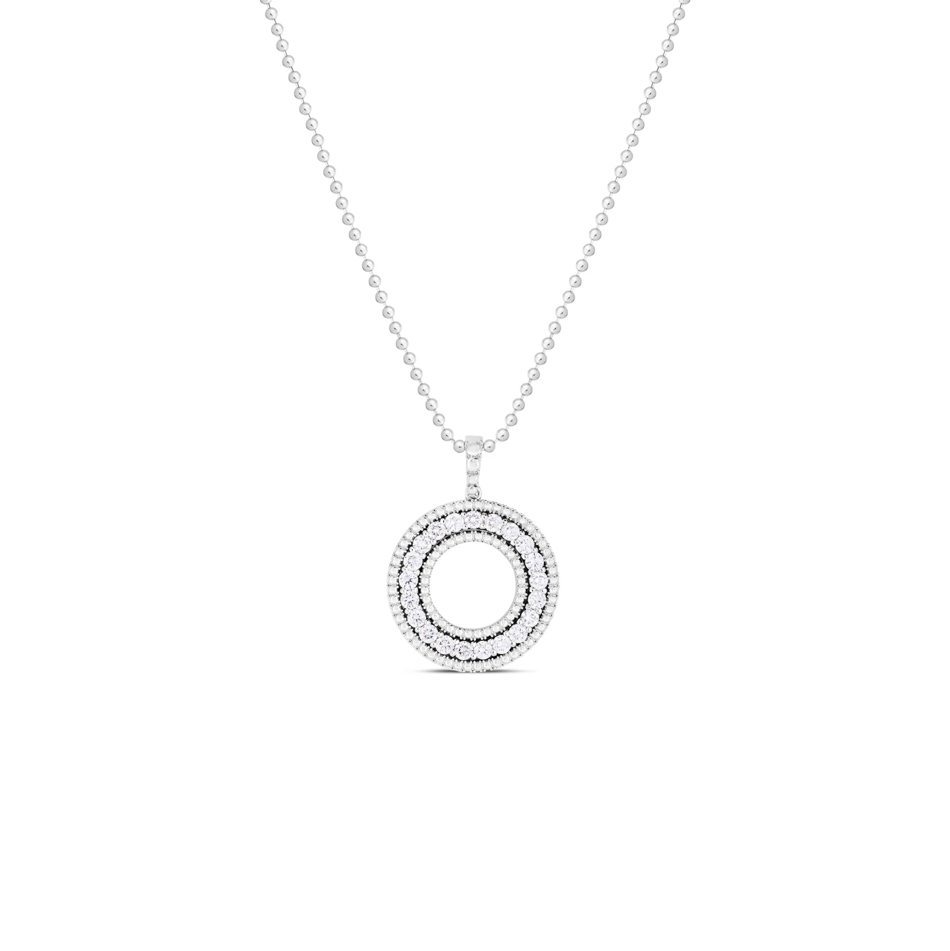 Roberto Coin 18k White Gold Siena Large Diamond Circle Necklace