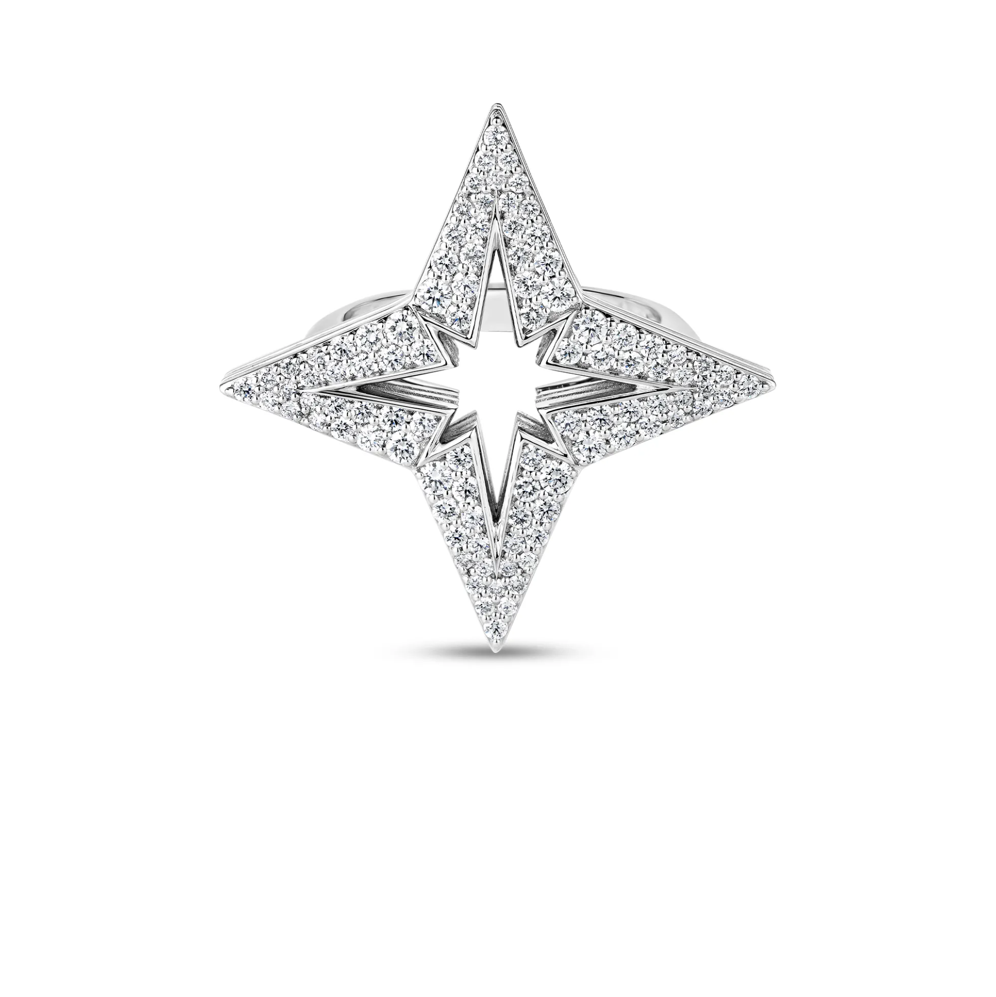 Roberto Coin 18K White Gold Stardust Medium Pave Diamond Star Ring
