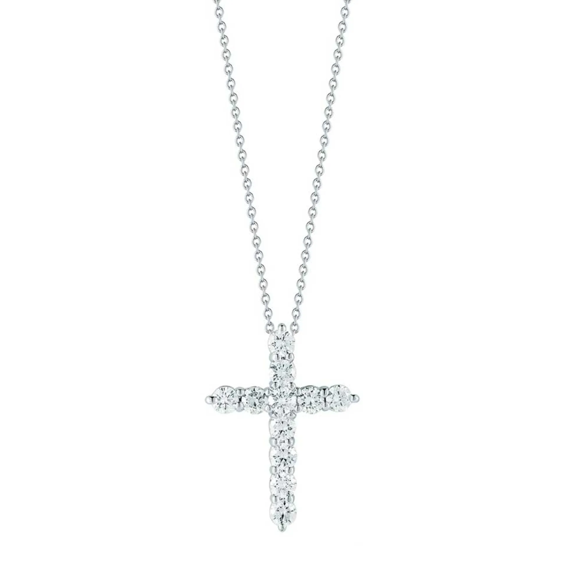 Roberto Coin 18K White Gold Tiny Treasure Diamond Cross Necklace