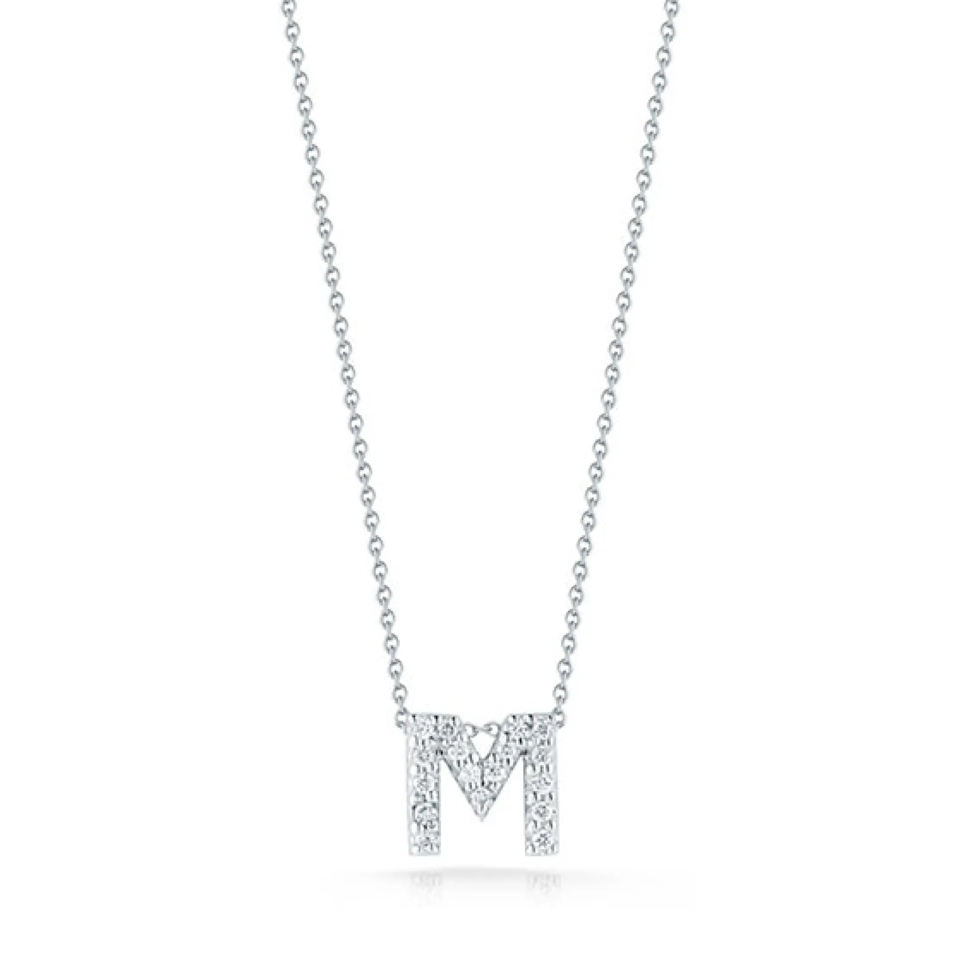 Roberto Coin 18K White Gold Tiny Treasures Diamond Initial Pendant Letter 'M'
