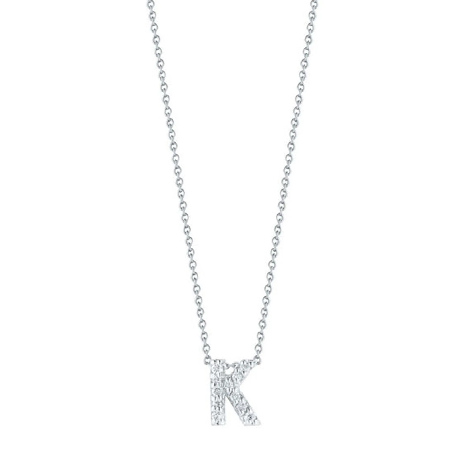 Roberto Coin 18k White Gold Tiny Treasures Diamond Love Letter “K” Necklace