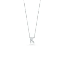 Roberto Coin 18k White Gold Tiny Treasures Diamond Love Letter “K” Necklace