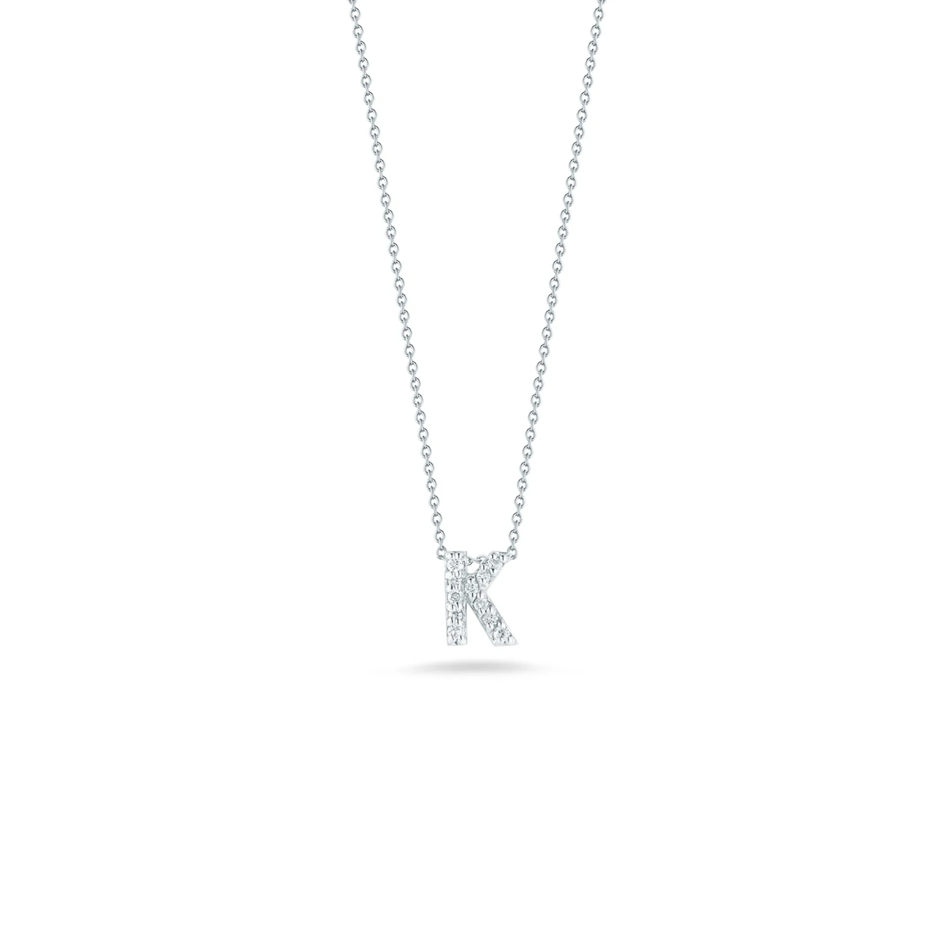 Roberto Coin 18k White Gold Tiny Treasures Diamond Love Letter “K” Necklace