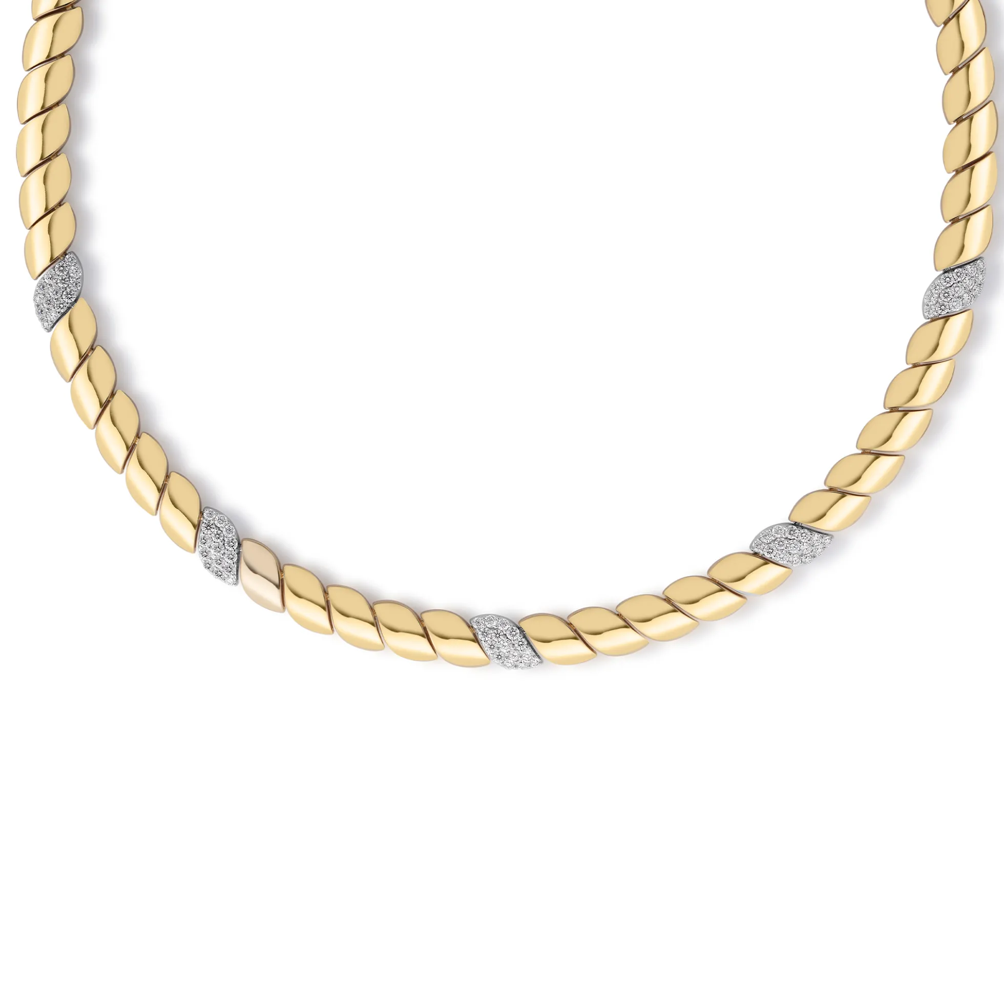Roberto Coin 18K Yellow and White Gold San Marco Five Diamond Station Collar Necklace
