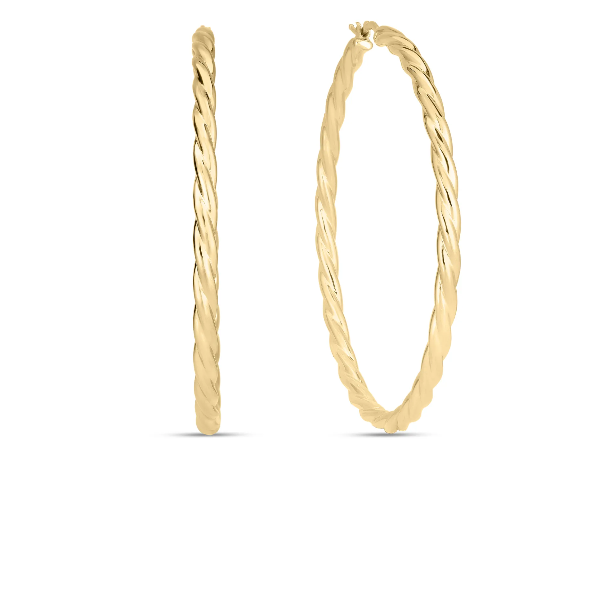 Roberto Coin 18k Yellow Designer Gold Large Twisted Hoop Earrings