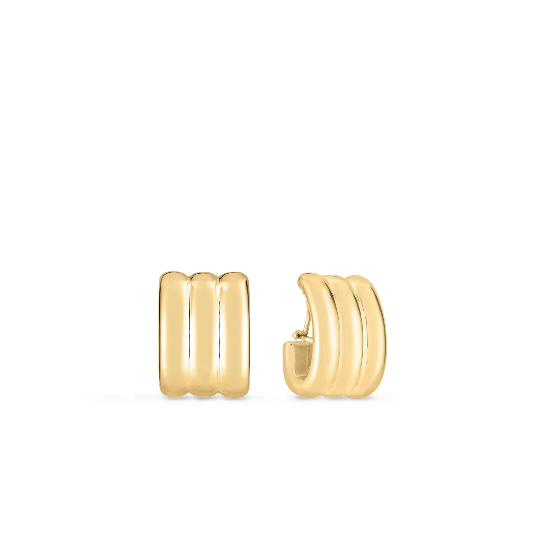 Roberto Coin 18k Yellow Designer Gold Wide Ridged Earrings