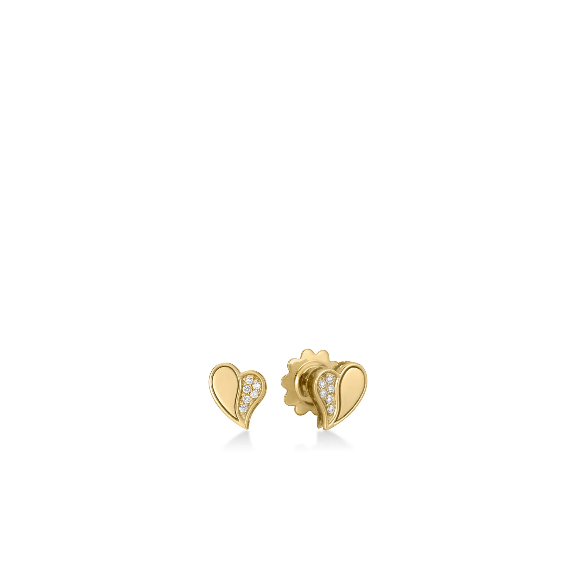 Roberto Coin 18K Yellow Gold Amorino Diamond Heart Stud Earrings