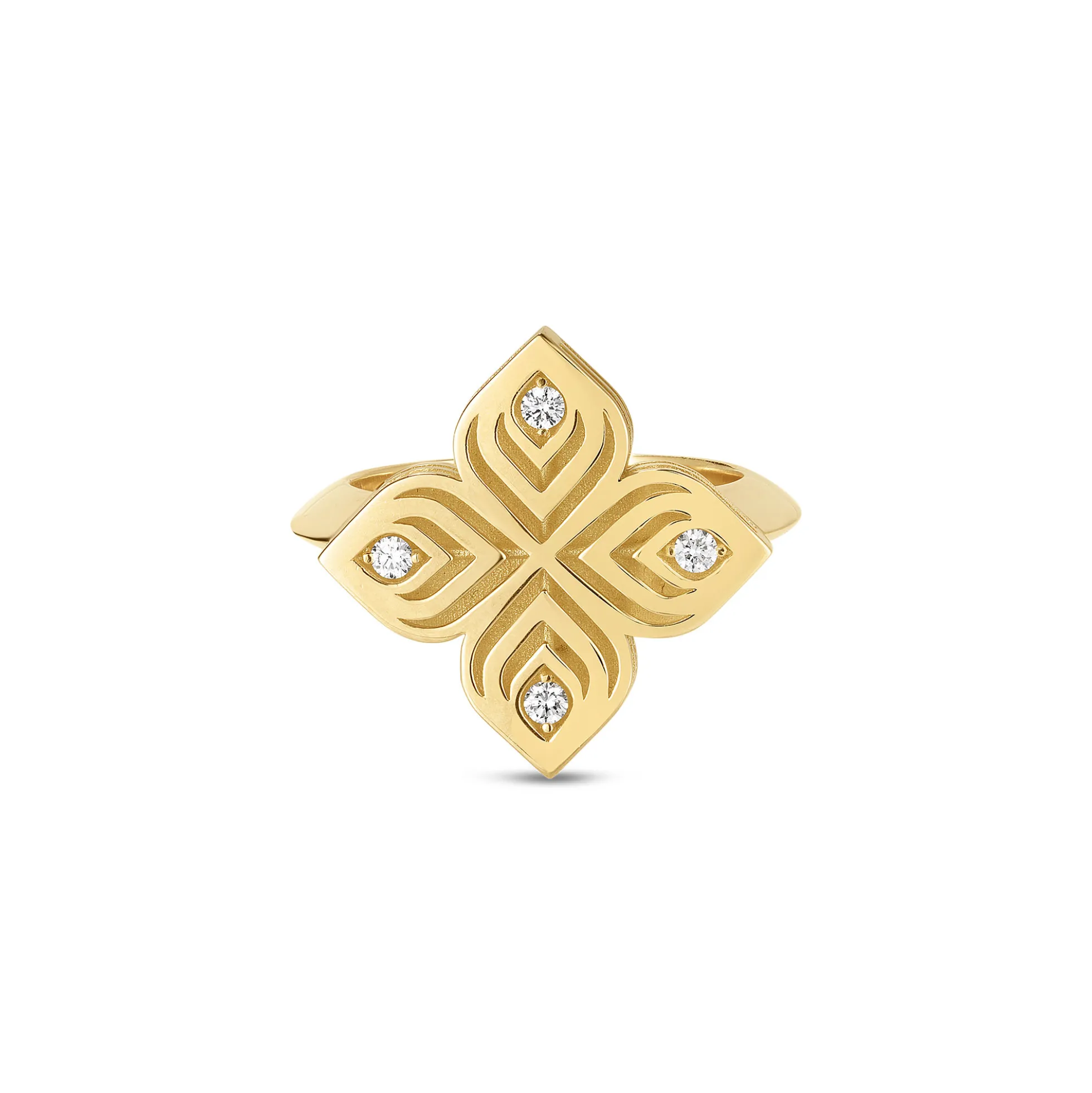 Roberto Coin 18k Yellow Gold Arabesque Large Diamond Flower Ring