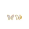 Roberto Coin 18K Yellow Gold Jasmine Diamond And Mother Of Pearl Butterfly Stud Earrings