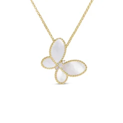 Roberto Coin 18K Yellow Gold Jasmine Diamond And Mother Of Pearl Butterfly Necklace