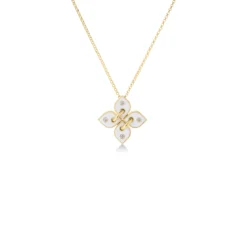Roberto Coin 18K Yellow Gold Love In Verona Diamond And Enamel Flower Necklace