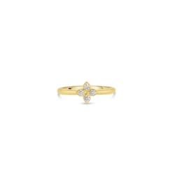 Roberto Coin 18K Yellow Gold Love In Verona Small Pavé Diamond Flower Ring Size 6.5