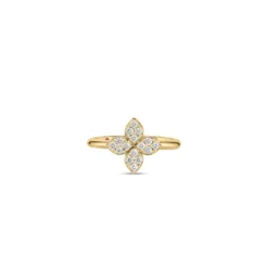 Roberto Coin 18k Yellow Gold Love In Verona Medium Pavé Diamond Flower Ring