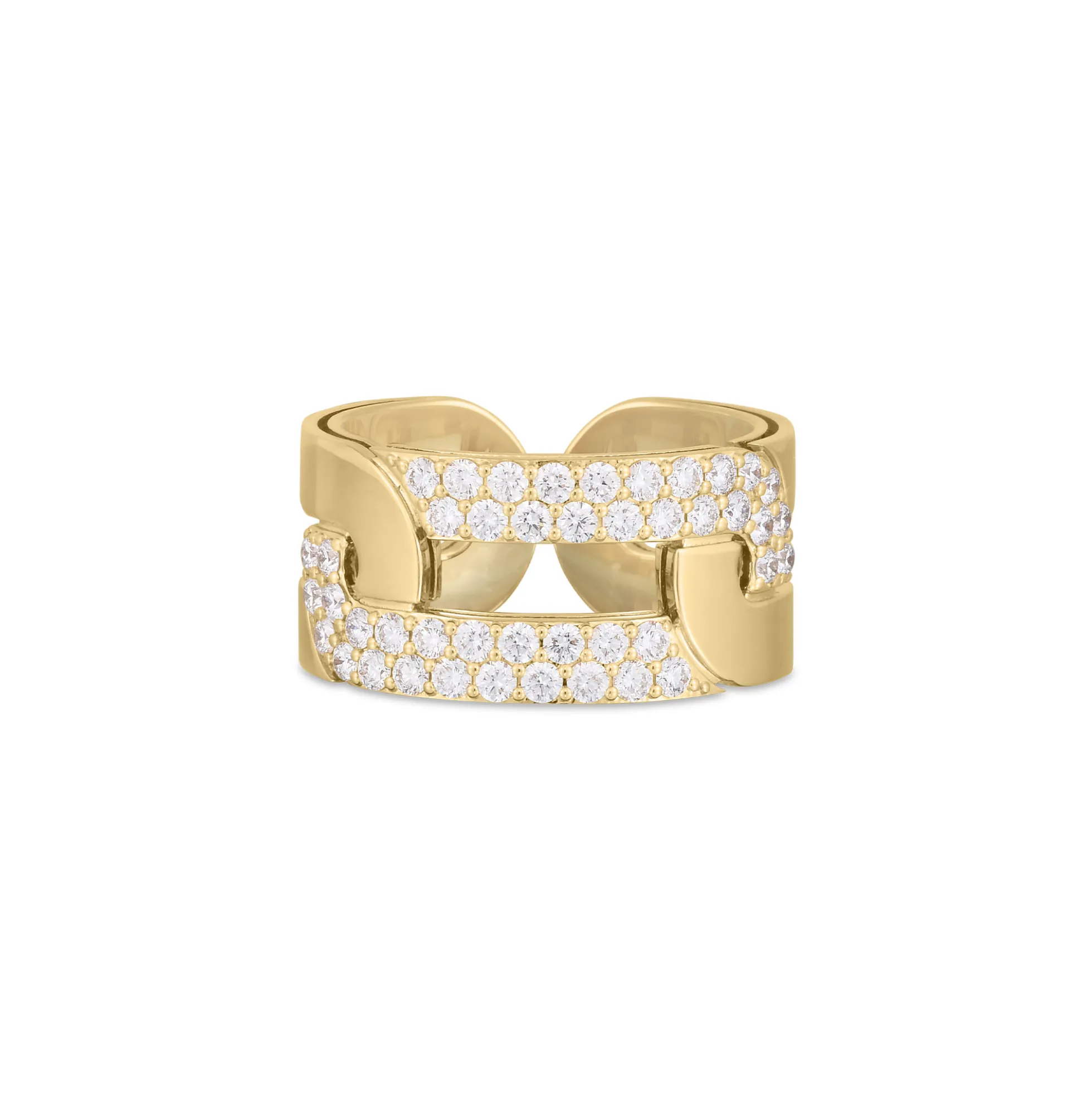 Roberto Coin 18K Yellow Gold Navarra Diamond Link Wide Ring