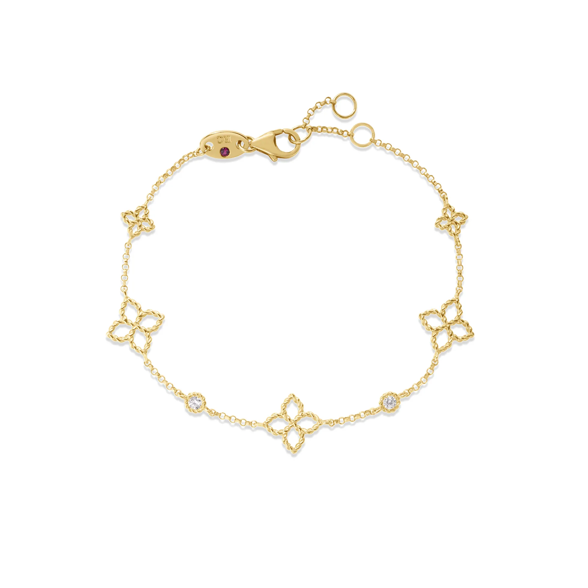 Roberto Coin 18K Yellow Gold Principessa Diamond And Flower Station Bracelet