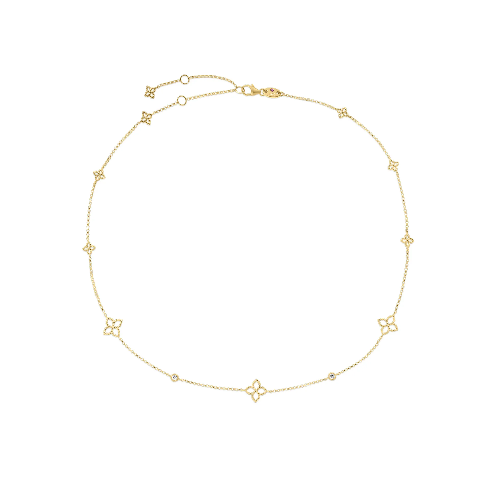 Roberto Coin 18K Yellow Gold Principessa Diamond And Flower Station Necklace