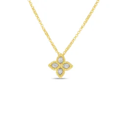 Roberto Coin 18K Yellow Gold Princess Flower Small Diamond Necklace