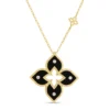 Roberto Coin 18K Yellow Gold Venetian Princess Diamond And Black Enamel Flower Necklace
