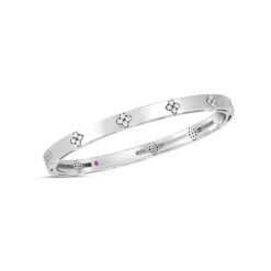 Roberto Coin Love In Verona Narrow Width Diamond Accent Bangle 18K White Gold