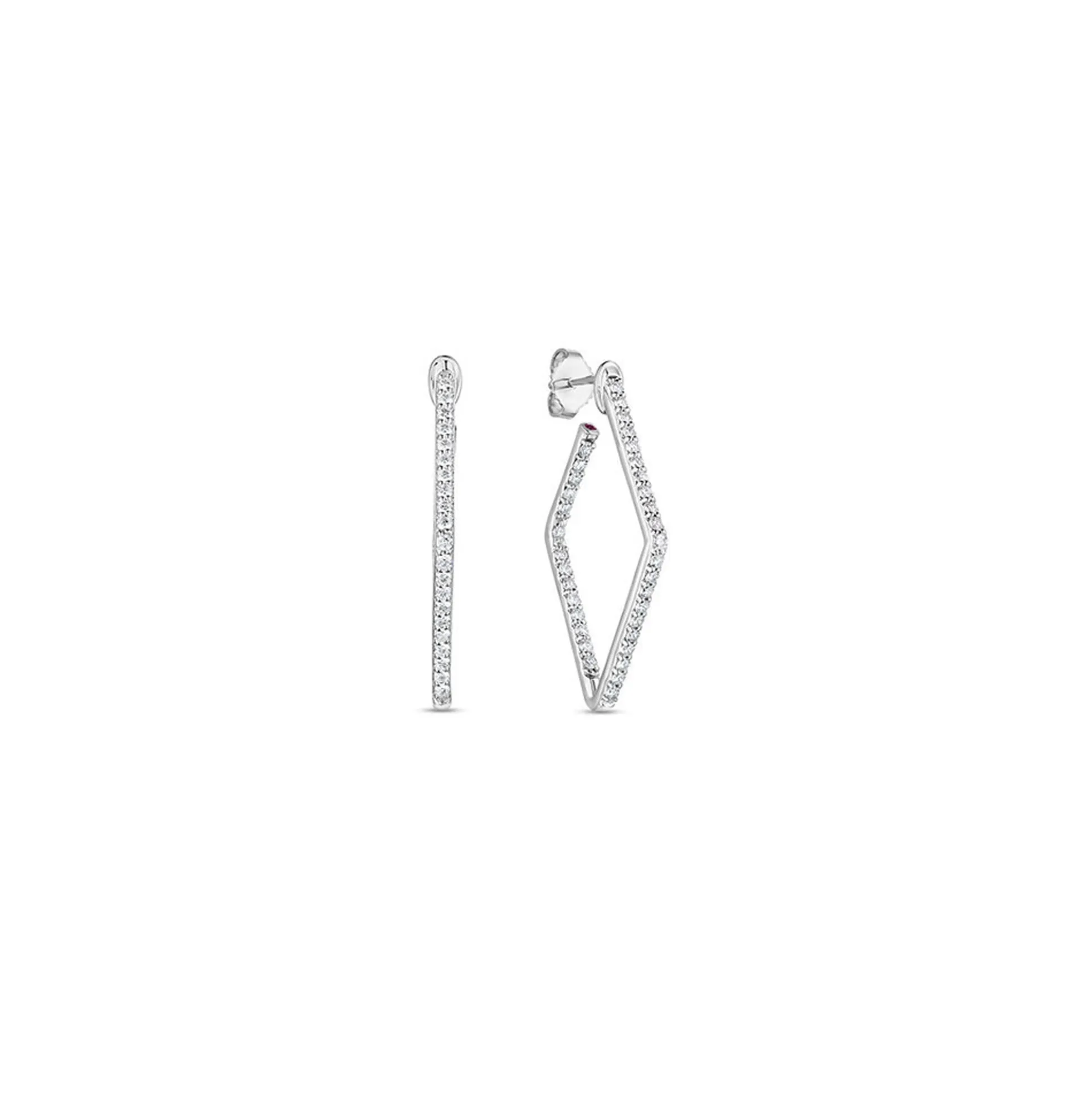Roberto Coin Perfect Diamond Hoops Collection White Gold Diamonds Earrings 18K White Gold