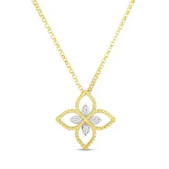 Roberto Coin Principessa Small Diamond Flower Necklace 18K