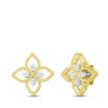 Roberto Coin Principessa Small Diamond Flower Earrings 18K