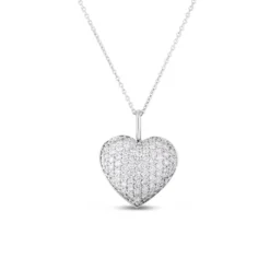 Roberto Coin Tiny Treasure Diamond Heart Necklace 18K White Gold, 18"