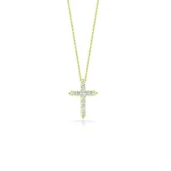 Roberto Coin Tiny Treasures Diamond Cross Necklace 18K