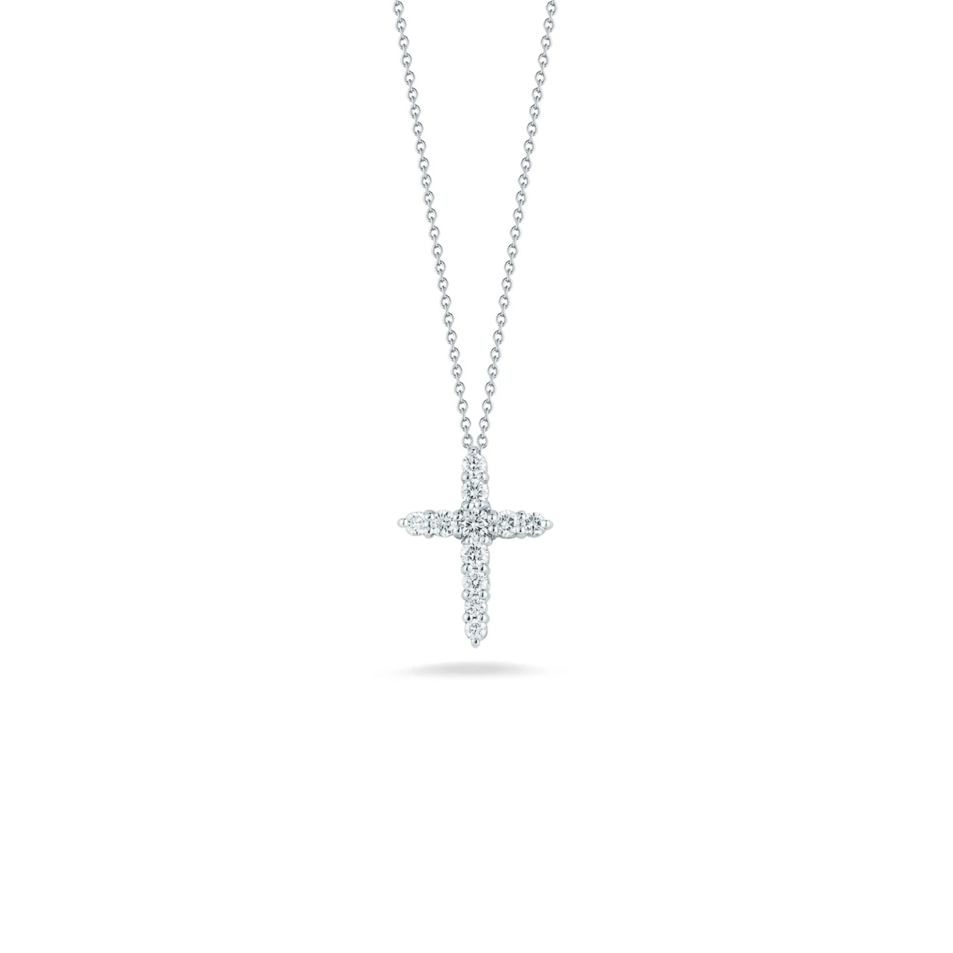 Roberto Coin Tiny Treasures Diamond Tapered Cross Necklace, 18K White Gold