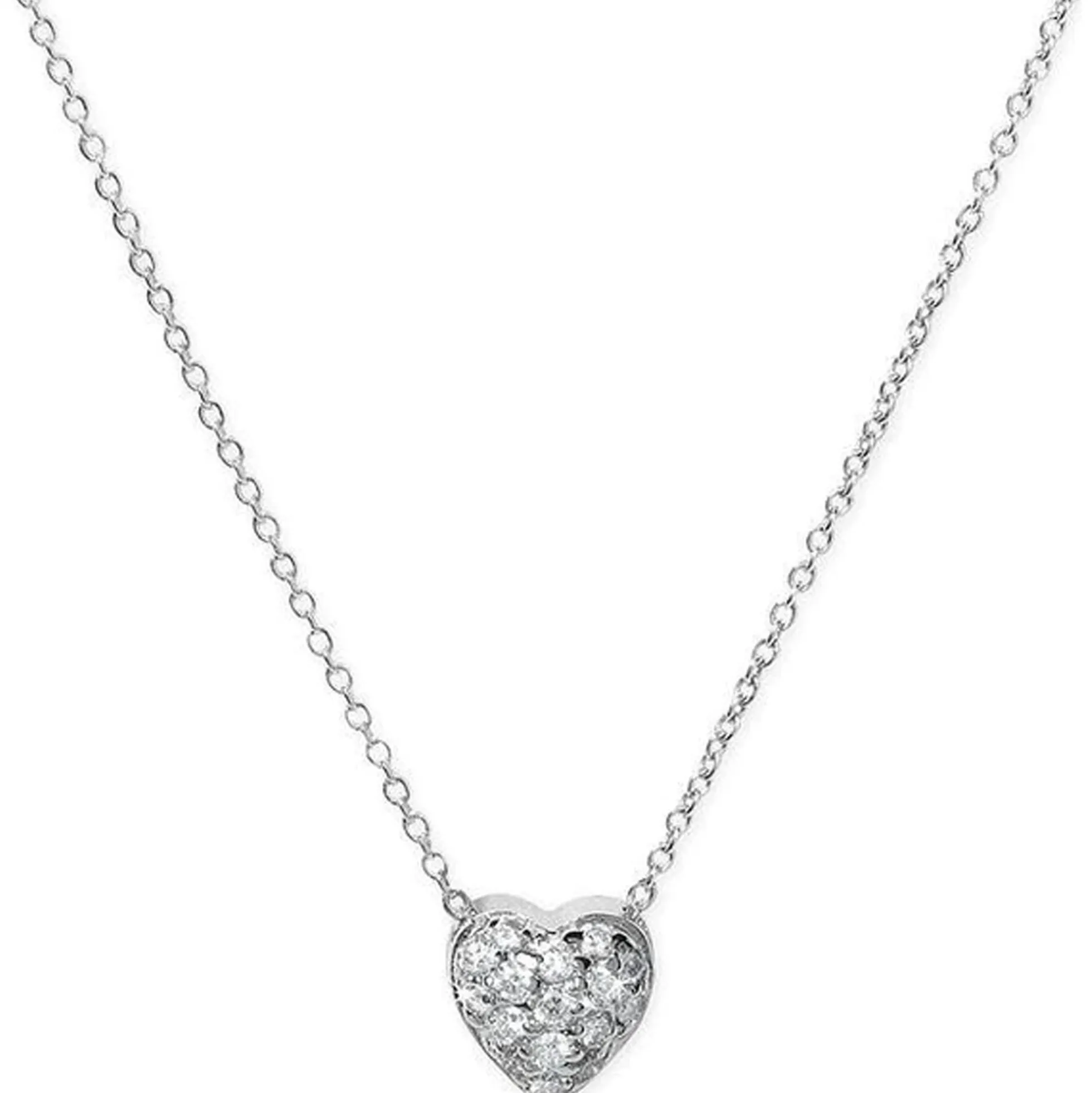 Roberto Coin Tiny Treasures Diamond Puffed Heart Necklace, 18K White Gold