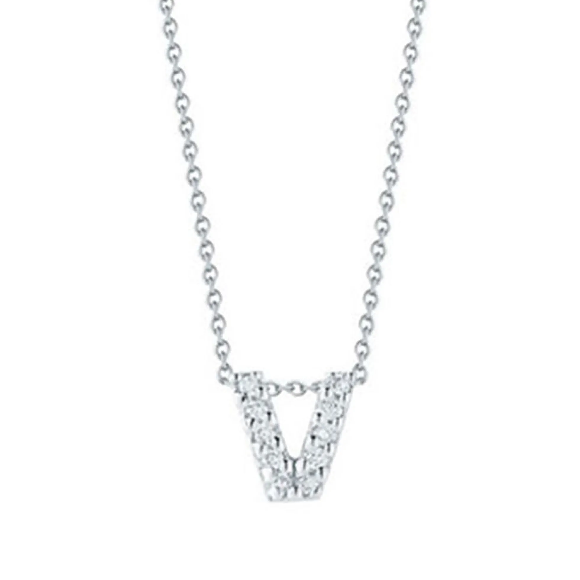 Roberto Coin Tiny Treasures Diamond Initial Pendant 18K Letter 'V'