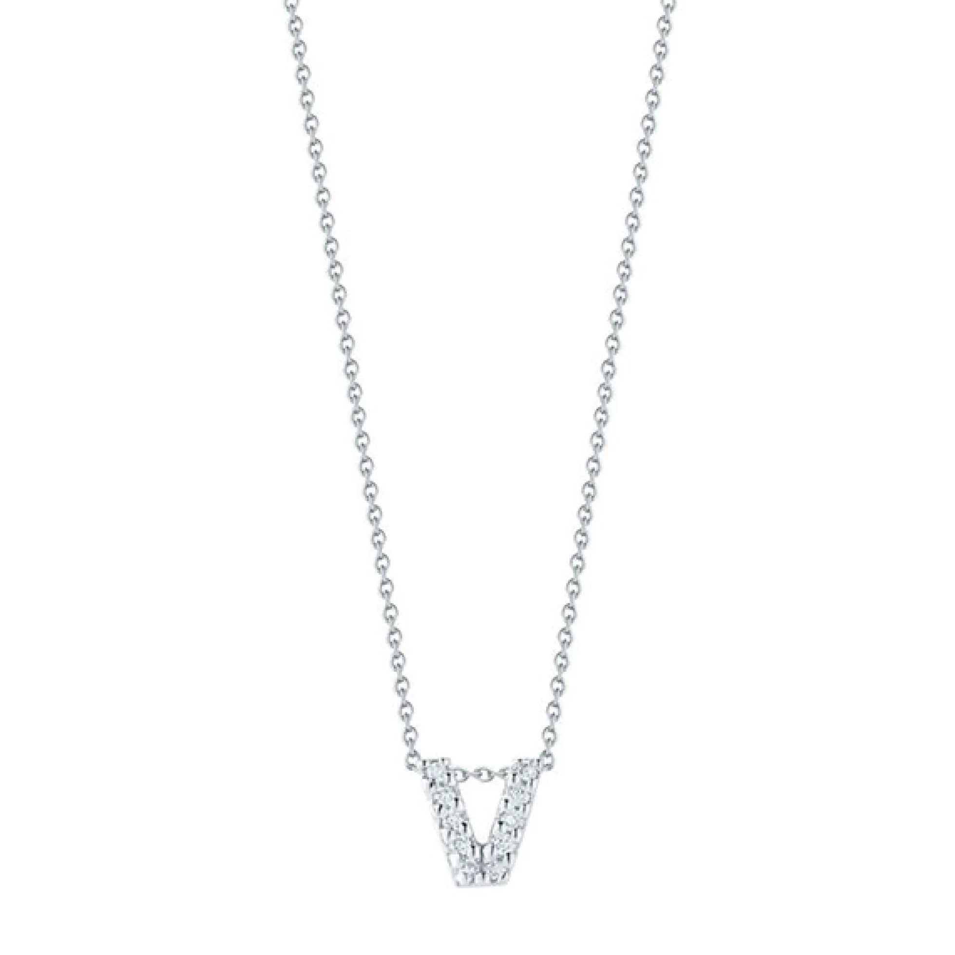 Roberto Coin Tiny Treasures Diamond Initial Pendant 18K Letter 'V'