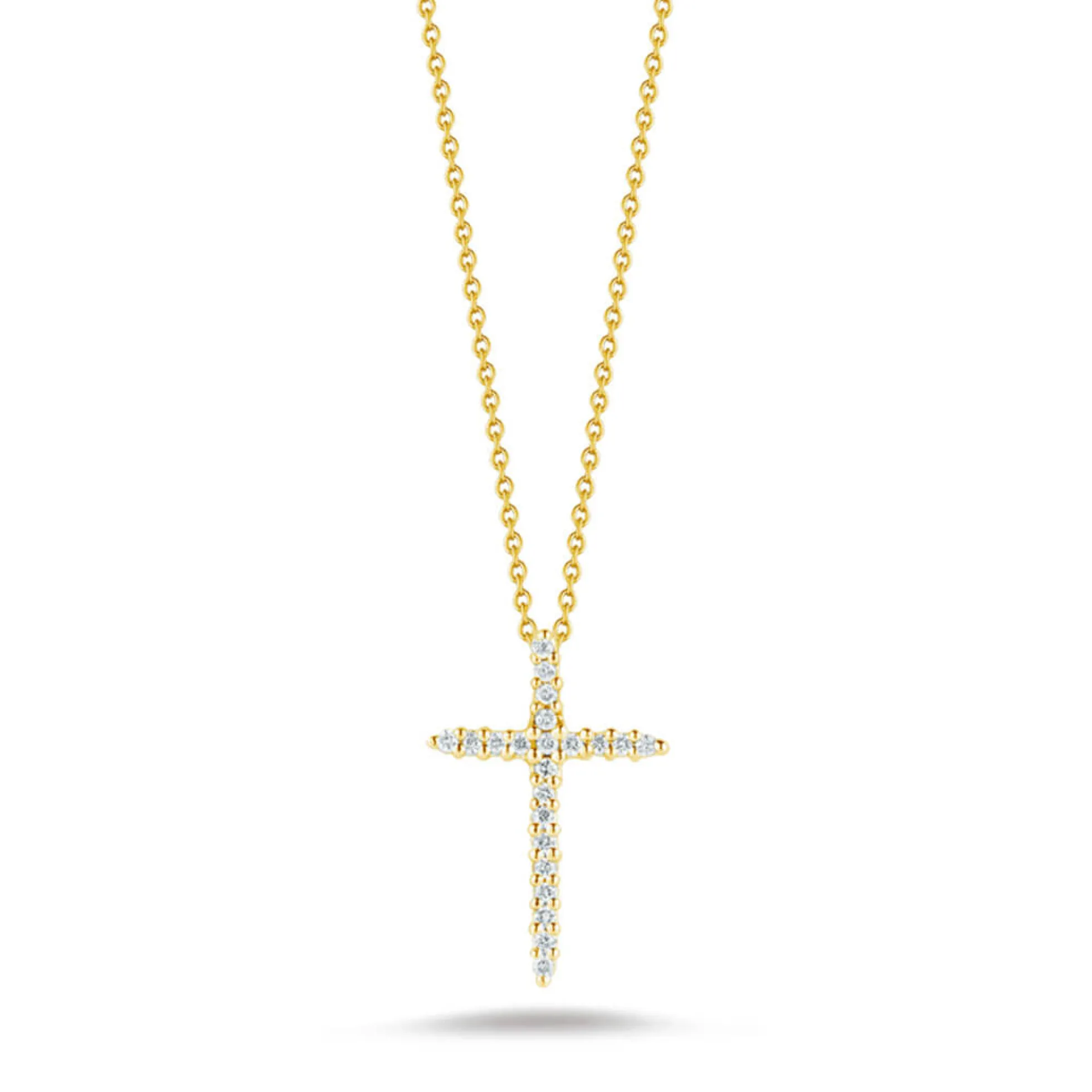 Roberto Coin Tiny Treasures Diamond Cross Necklace 18K