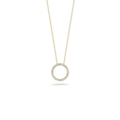 Roberto Coin Tiny Treasures Small Diamond Circle Necklace 18K Yellow Gold, 18 Inches.