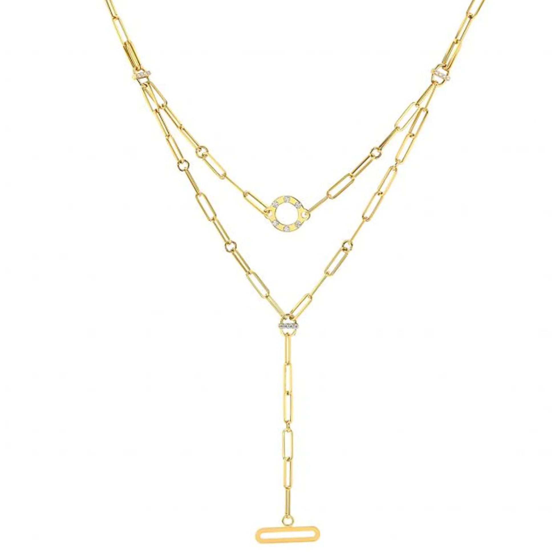 Roberto Coin Venetian Princess Layered Diamond Necklace 18K Yellow Gold, 16 Inches