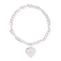 Rolo Bracelet with Heart Charm, Sterling Silver